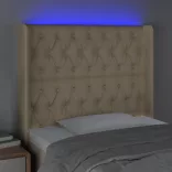krémszínű szövet LED-es fejtámla 93x16x118/128 cm