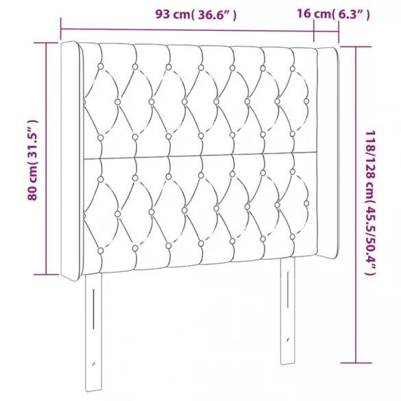 krémszínű szövet LED-es fejtámla 93x16x118/128 cm