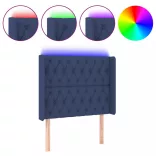 kék szövet LED-es fejtámla 93x16x118/128 cm