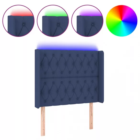 kék szövet LED-es fejtámla 93x16x118/128 cm