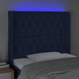 kék szövet LED-es fejtámla 93x16x118/128 cm