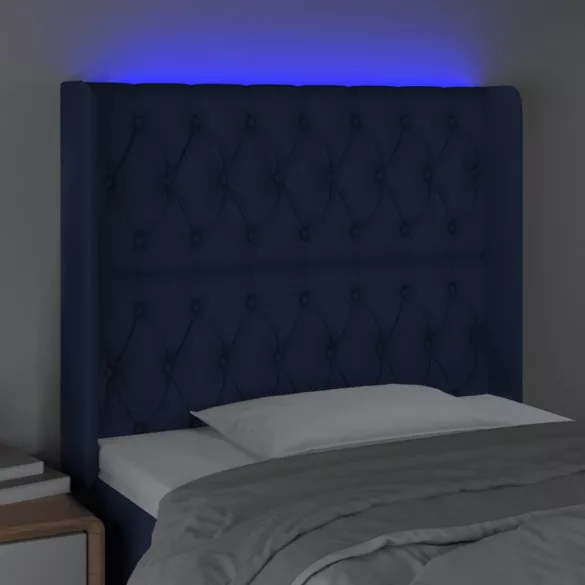 kék szövet LED-es fejtámla 93x16x118/128 cm