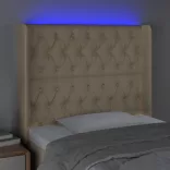 krémszínű szövet LED-es fejtámla 103x16x118/128 cm