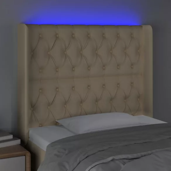 krémszínű szövet LED-es fejtámla 103x16x118/128 cm