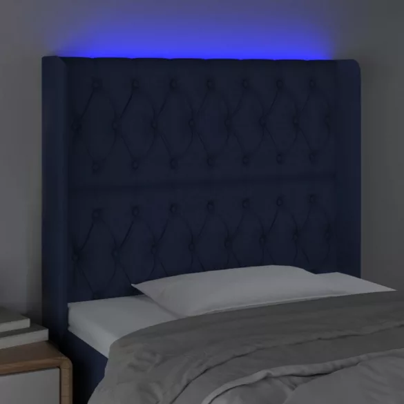 kék szövet LED-es fejtámla 103x16x118/128 cm