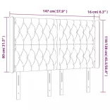 sötétbarna szövet LED-es fejtámla 147x16x118/128 cm
