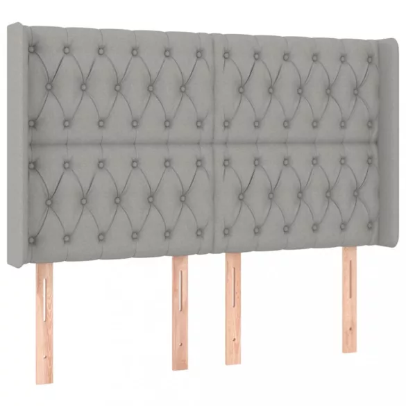 világosszürke szövet LED-es fejtámla 163x16x118/128 cm