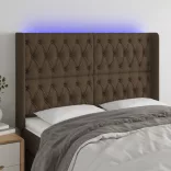 sötétbarna szövet LED-es fejtámla 163x16x118/128 cm