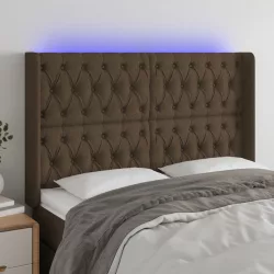 sötétbarna szövet LED-es fejtámla 163x16x118/128 cm