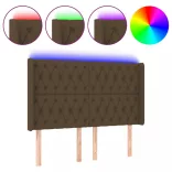 sötétbarna szövet LED-es fejtámla 163x16x118/128 cm