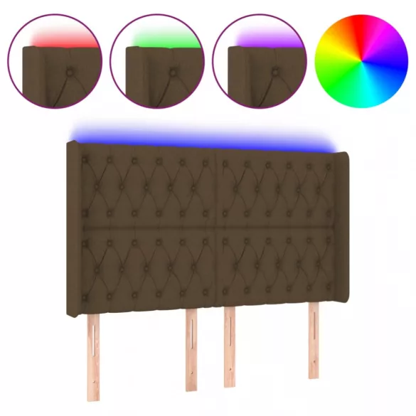 sötétbarna szövet LED-es fejtámla 163x16x118/128 cm