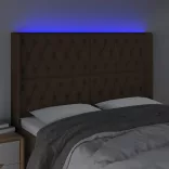 sötétbarna szövet LED-es fejtámla 163x16x118/128 cm