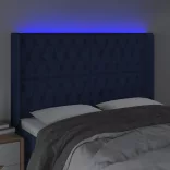 kék szövet LED-es fejtámla 163x16x118/128 cm