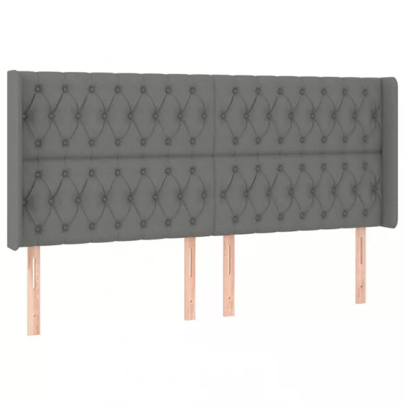 sötétszürke szövet LED-es fejtámla 183x16x118/128 cm
