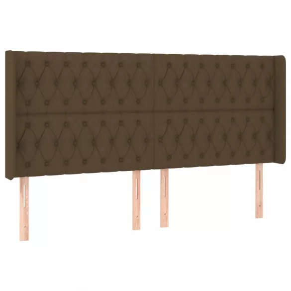 sötétbarna szövet LED-es fejtámla 203x16x118/128 cm