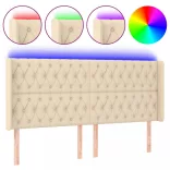 krémszínű szövet LED-es fejtámla 203x16x118/128 cm