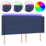 kék szövet LED-es fejtámla 203x16x118/128 cm