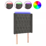 sötétszürke bársony LED-es fejtámla 83x16x118/128 cm