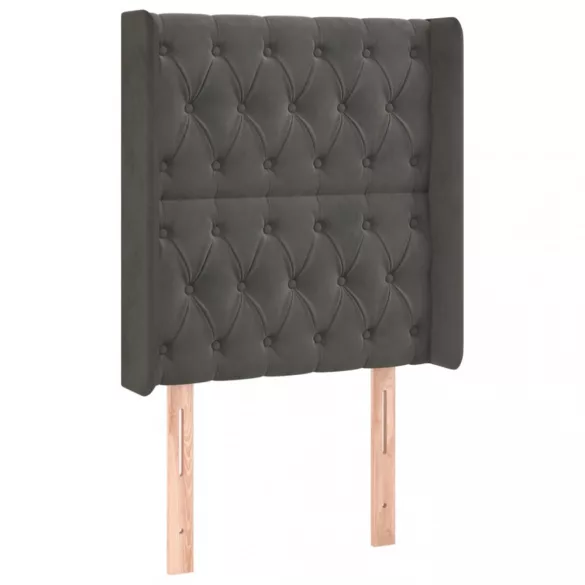 sötétszürke bársony LED-es fejtámla 83x16x118/128 cm