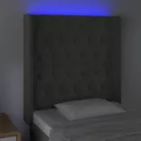 sötétszürke bársony LED-es fejtámla 83x16x118/128 cm