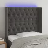 sötétszürke bársony LED-es fejtámla 93x16x118/128 cm