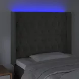 sötétszürke bársony LED-es fejtámla 93x16x118/128 cm