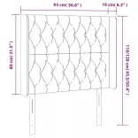 sötétszürke bársony LED-es fejtámla 93x16x118/128 cm