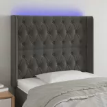 sötétszürke bársony LED-es fejtámla 103x16x118/128 cm