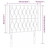 sötétszürke bársony LED-es fejtámla 103x16x118/128 cm