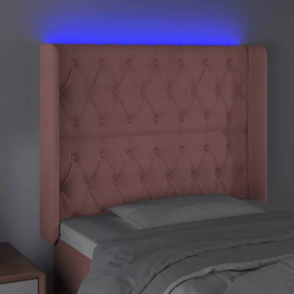 rózsaszín bársony LED-es fejtámla 103x16x118/128 cm
