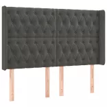 sötétszürke bársony LED-es fejtámla 147x16x118/128 cm