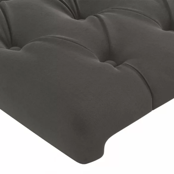 sötétszürke bársony LED-es fejtámla 147x16x118/128 cm