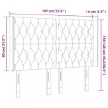 sötétszürke bársony LED-es fejtámla 147x16x118/128 cm
