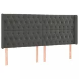 sötétszürke bársony LED-es fejtámla 183x16x118/128 cm