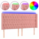 rózsaszín bársony LED-es fejtámla 183x16x118/128 cm