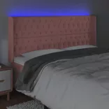 rózsaszín bársony LED-es fejtámla 183x16x118/128 cm