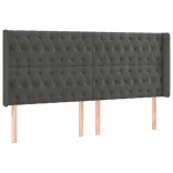 sötétszürke bársony LED-es fejtámla 203x16x118/128 cm