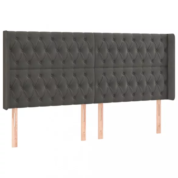 sötétszürke bársony LED-es fejtámla 203x16x118/128 cm