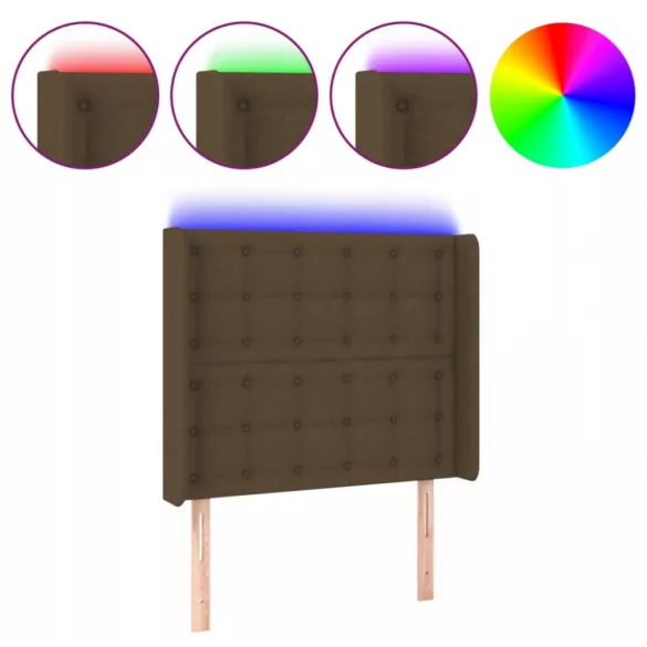 sötétbarna szövet LED-es fejtámla 83x16x118/128 cm