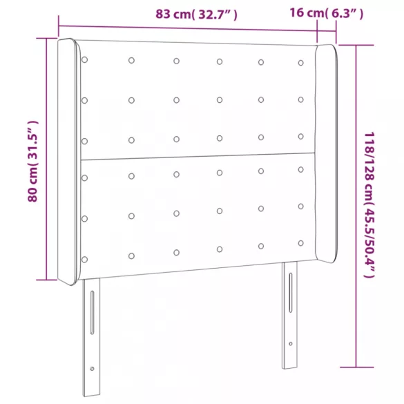 sötétbarna szövet LED-es fejtámla 83x16x118/128 cm