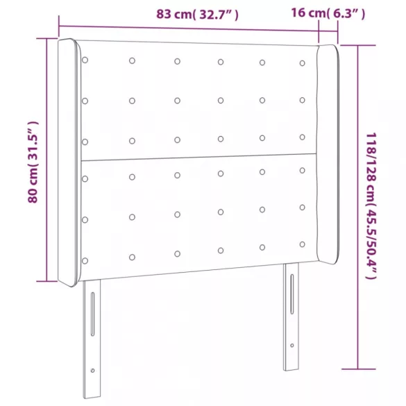 kék szövet LED-es fejtámla 83x16x118/128 cm