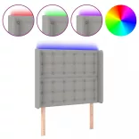 világosszürke szövet LED-es fejtámla 93x16x118/128 cm