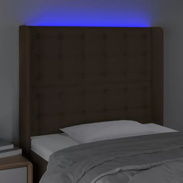 sötétbarna szövet LED-es fejtámla 93x16x118/128 cm