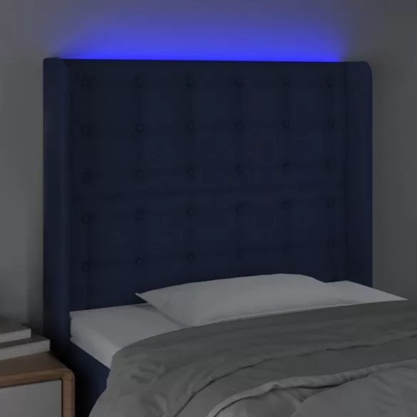 kék szövet LED-es fejtámla 93x16x118/128 cm