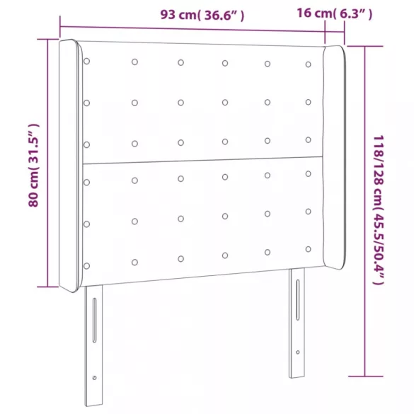 kék szövet LED-es fejtámla 93x16x118/128 cm
