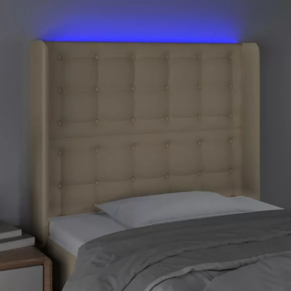 krémszínű szövet LED-es fejtámla 103x16x118/128 cm