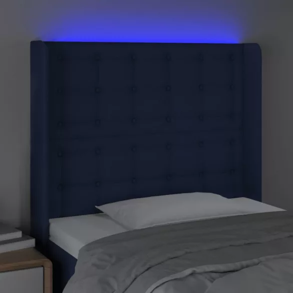 kék szövet LED-es fejtámla 103x16x118/128 cm