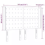 sötétszürke szövet LED-es fejtámla 147x16x118/128 cm