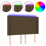 sötétbarna szövet LED-es fejtámla 147x16x118/128 cm