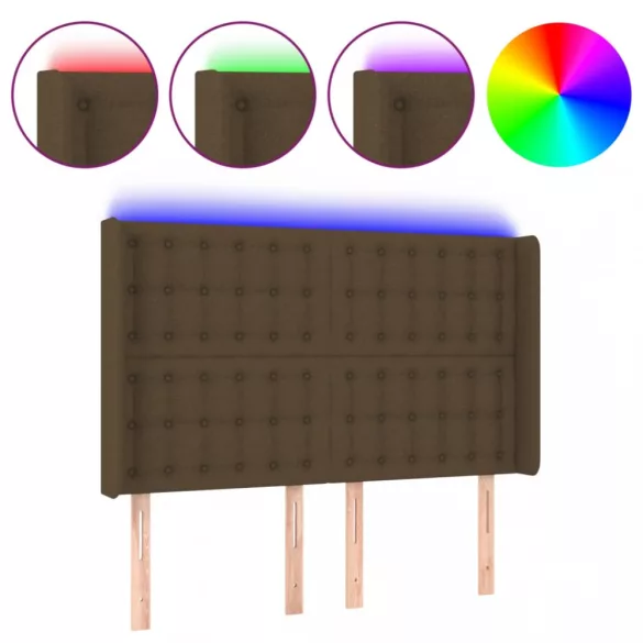 sötétbarna szövet LED-es fejtámla 147x16x118/128 cm